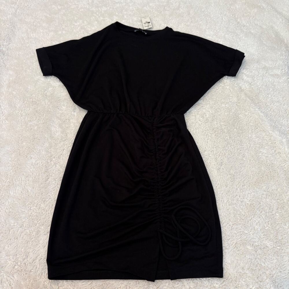Express Women XXS Black Ruched Mini Dress Casual Stretch Vacation Teacher Office